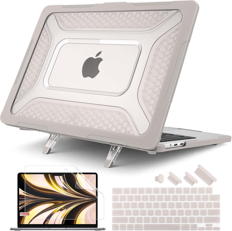 Batianda Extreme Heavy Duty Case for New MacBook Air 13.6 inch 2025 M4 2024 2022 A3240 A3113 A2681 - Anti-Slip Rubberized Stand (Holds 25lbs) Honeycomb Exoskeleton Max Cooling & Stability - Rock Gray - Image 1